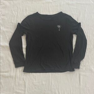 Billabong Black Long Sleeve Tee with Small White Palm Logo